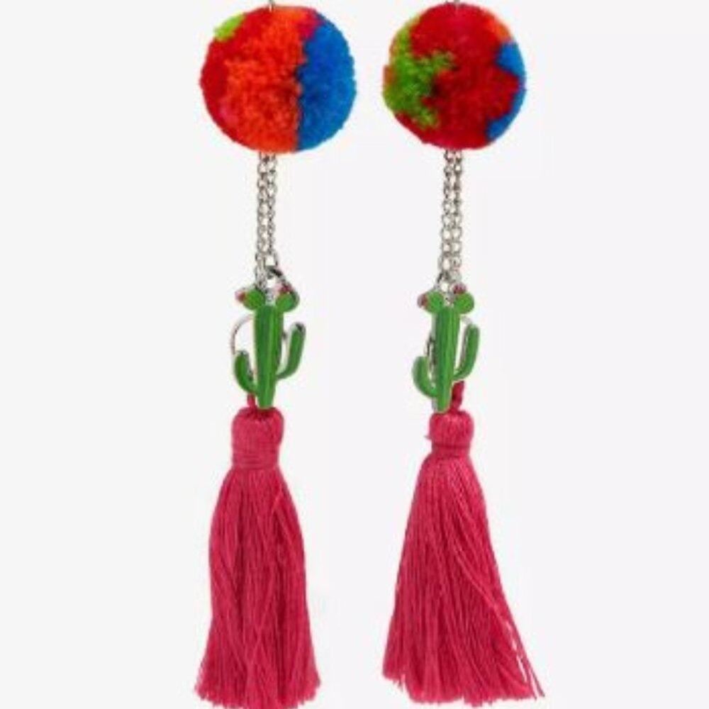 Disney Mickey Mouse Cactus Pom Pom Earrings NEW BoxLunch Exclusive